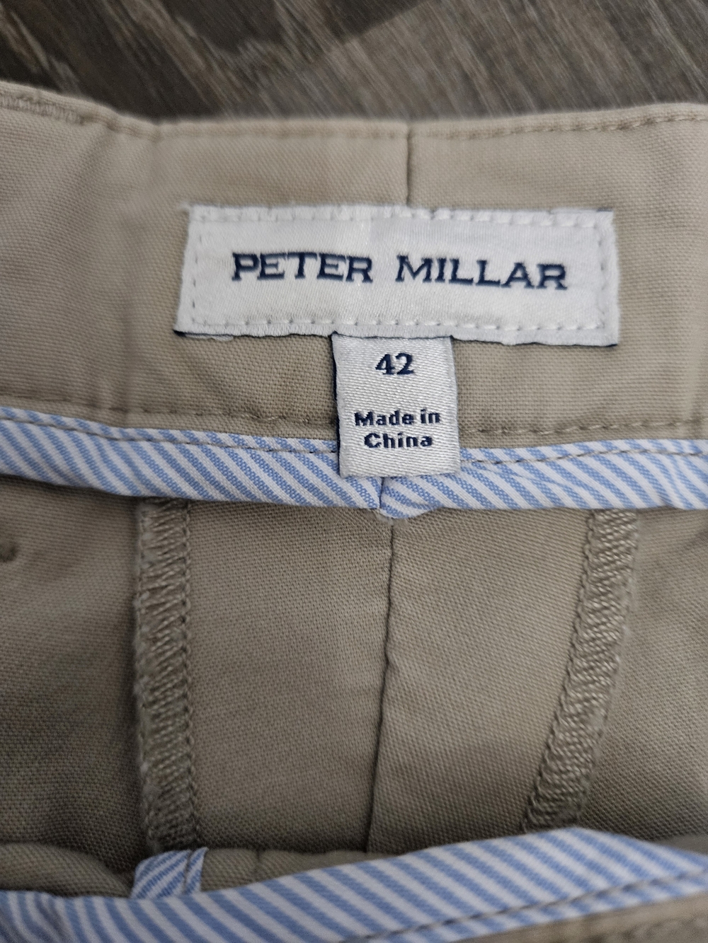 Peter Millar Men’s Khaki Cotton Shorts 2-way Stretch And Comfort Waistband Sz 42